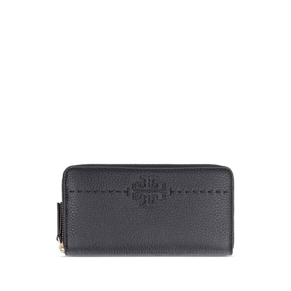 Tory Burch Women's Black Leather McGraw Zip Continental Wallet - Picture 1 of 9